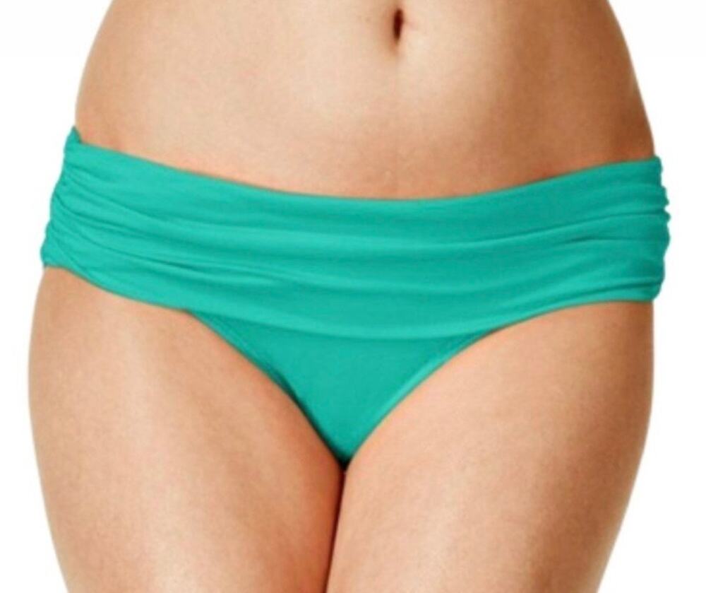 Lauren Ralph Lauren Jade Shirred Fold Over Band Hipster Bikini Bottom 10 NWT